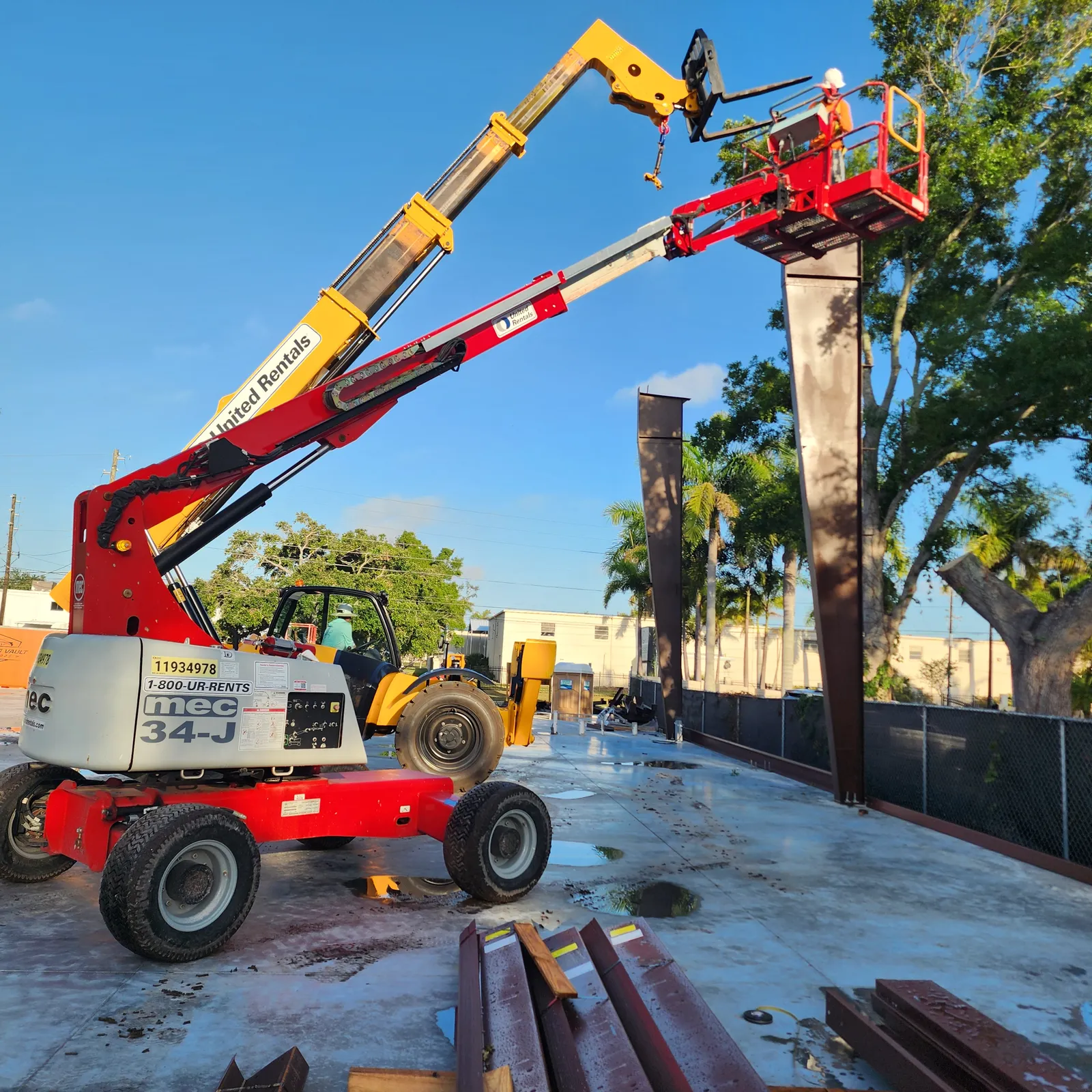 Aerial lift equipment at the Anvil Auto Vault construction site