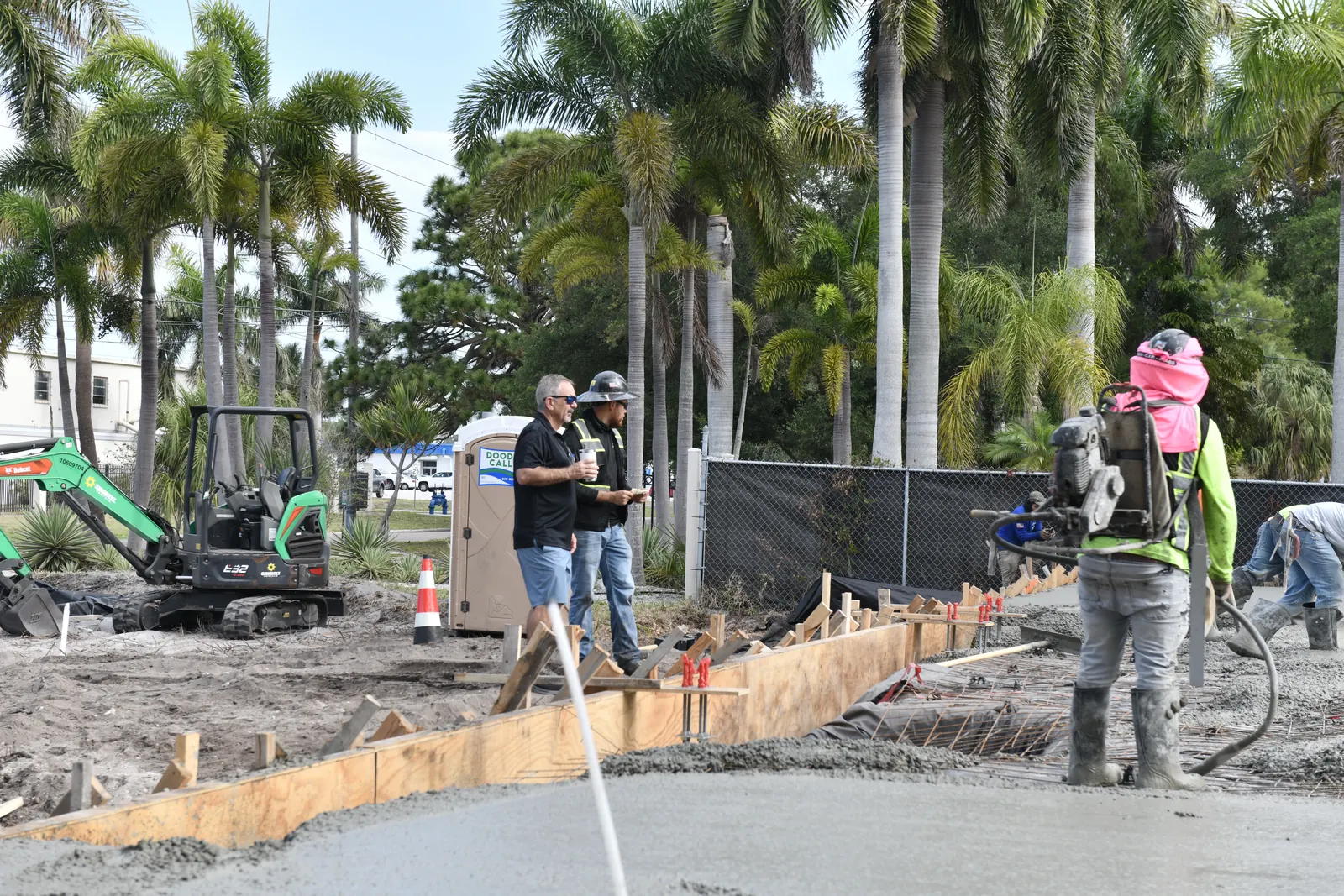 Concrete crew working at the Anvil Auto Vault buildout site